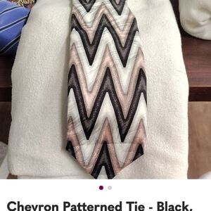 Chevron Patterned Tie - Black, Brown, Cream 2 Silk Ties For Quick Sale